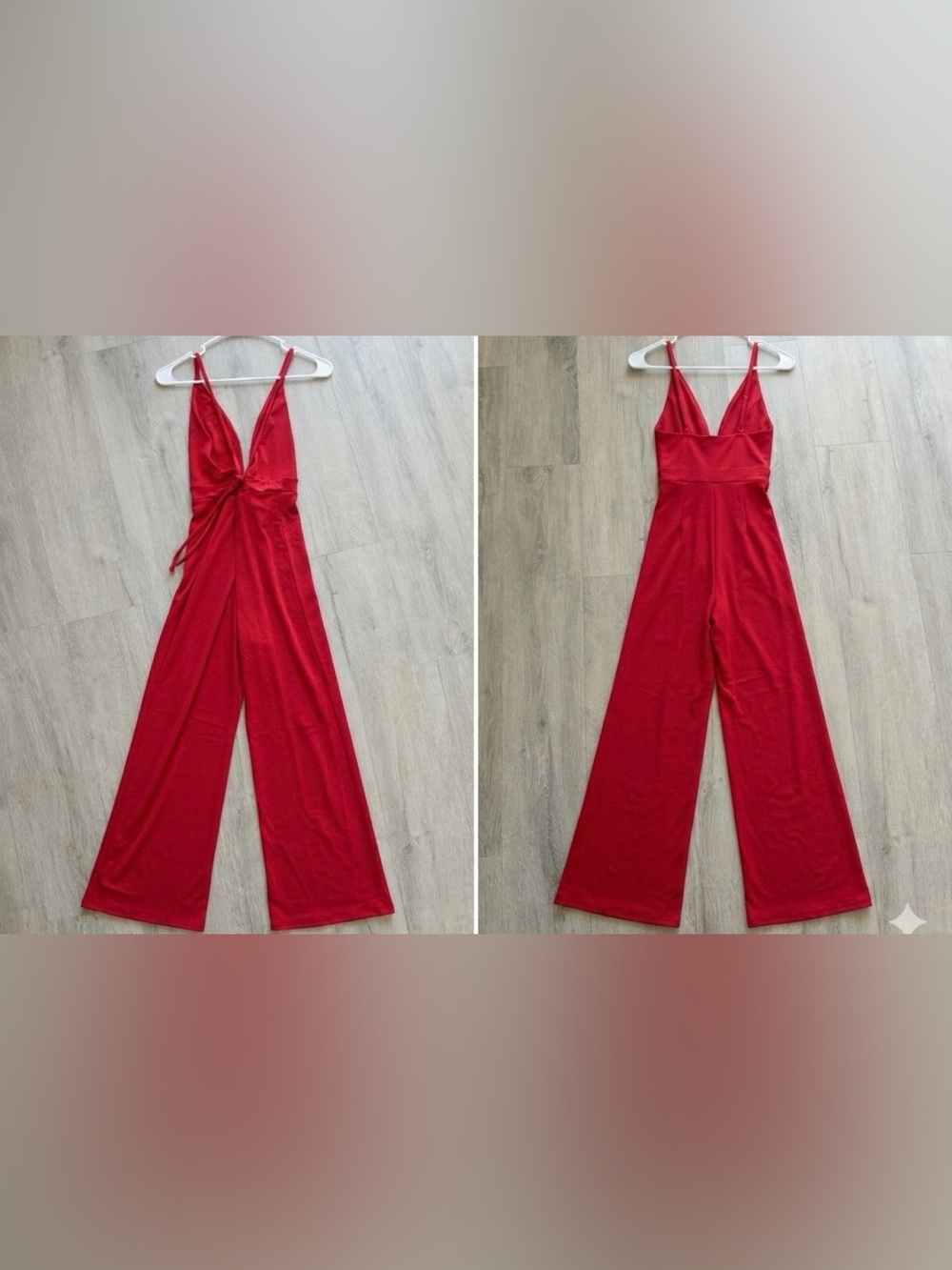 Urban Outfitters Red Deep V-Neck Wide Leg Jumpsuit - NWT